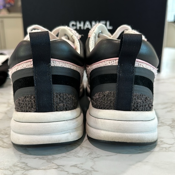 CHANEL pink and grey tweed sneakers size 37.5 - Picture 6 of 12